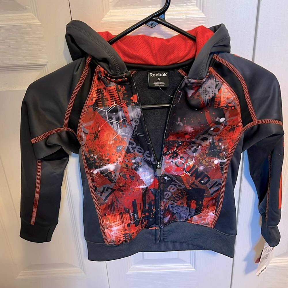 Reebok Boys Hoodie Light Weight Fleece Lined  Jacket Size 4T NWT